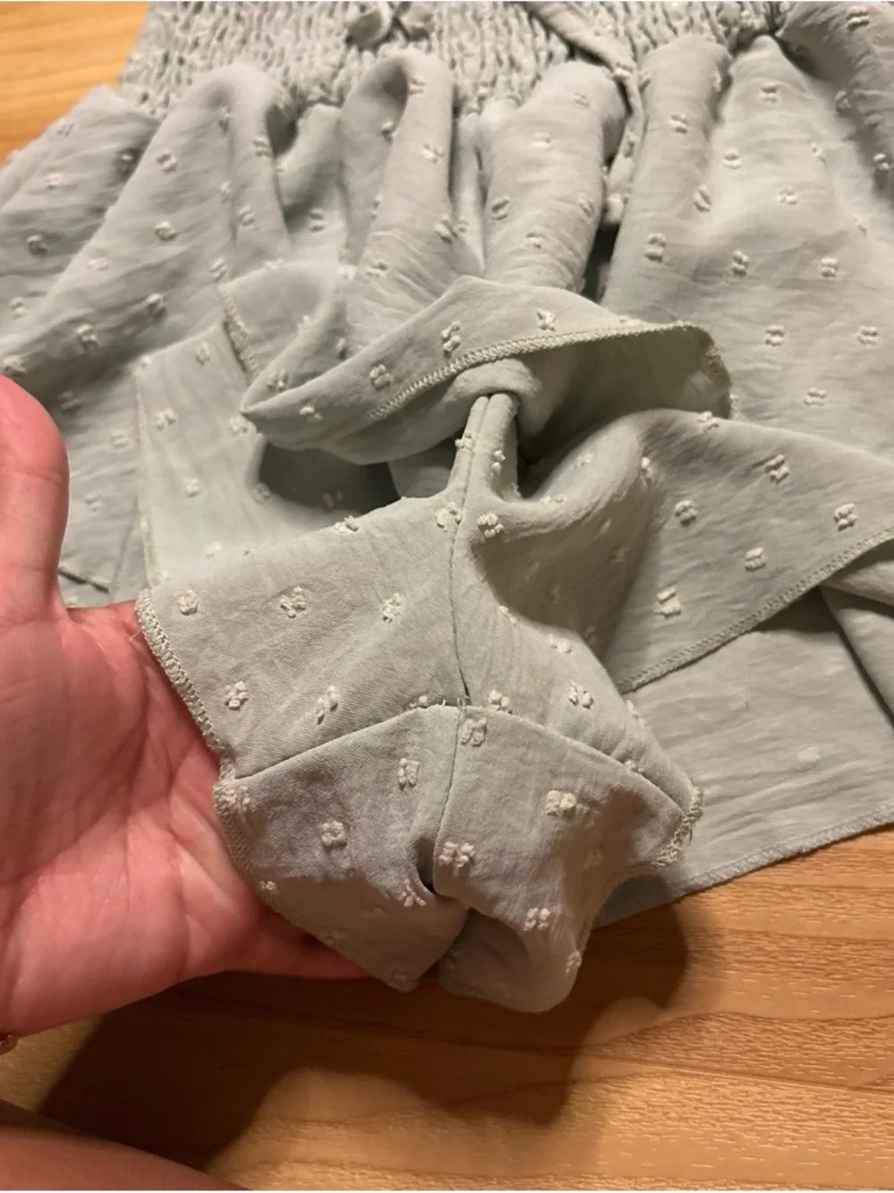 Smocked Waist Ruffled Mini Skirt - Light Sage Green